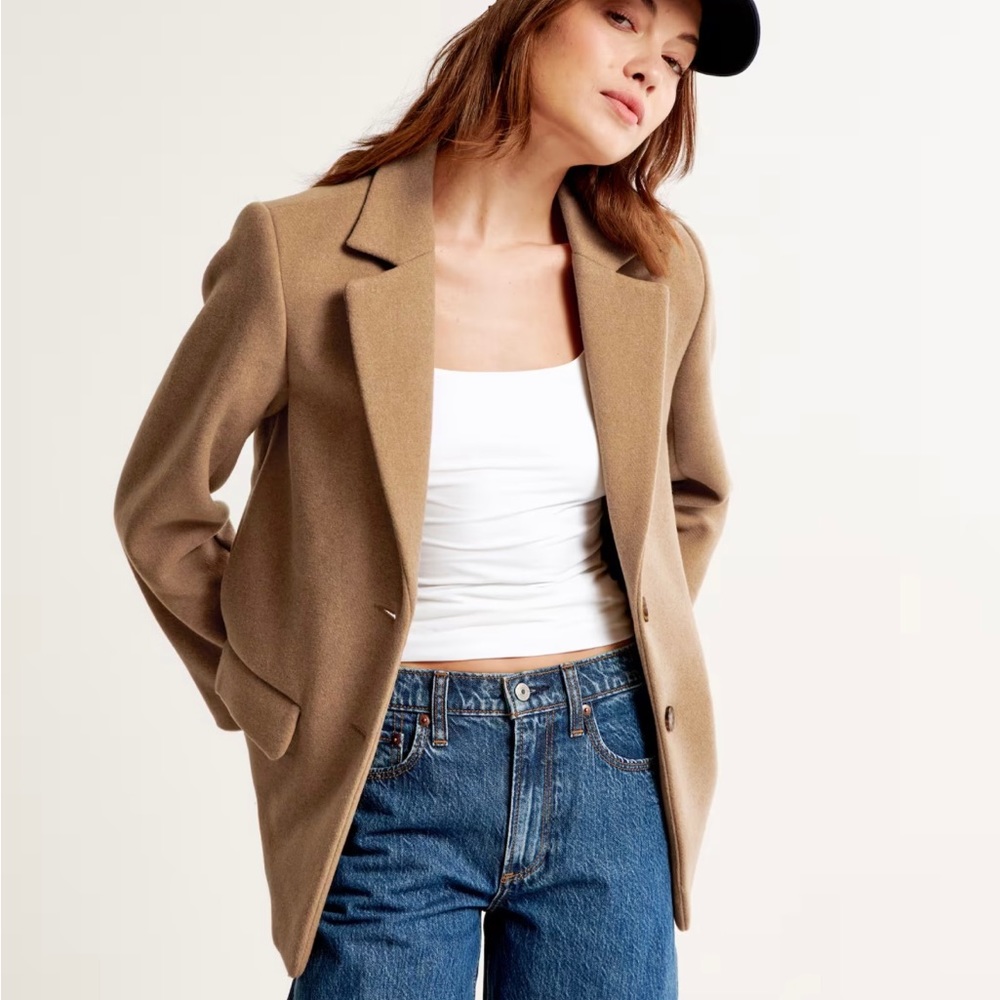Heavyweight wool-blend blazer coat